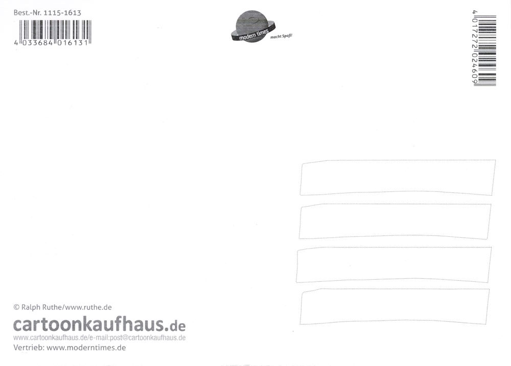 Postkarte Ralph Ruthe "Ein ganz mieser Trick ist das!" (Rückseite)