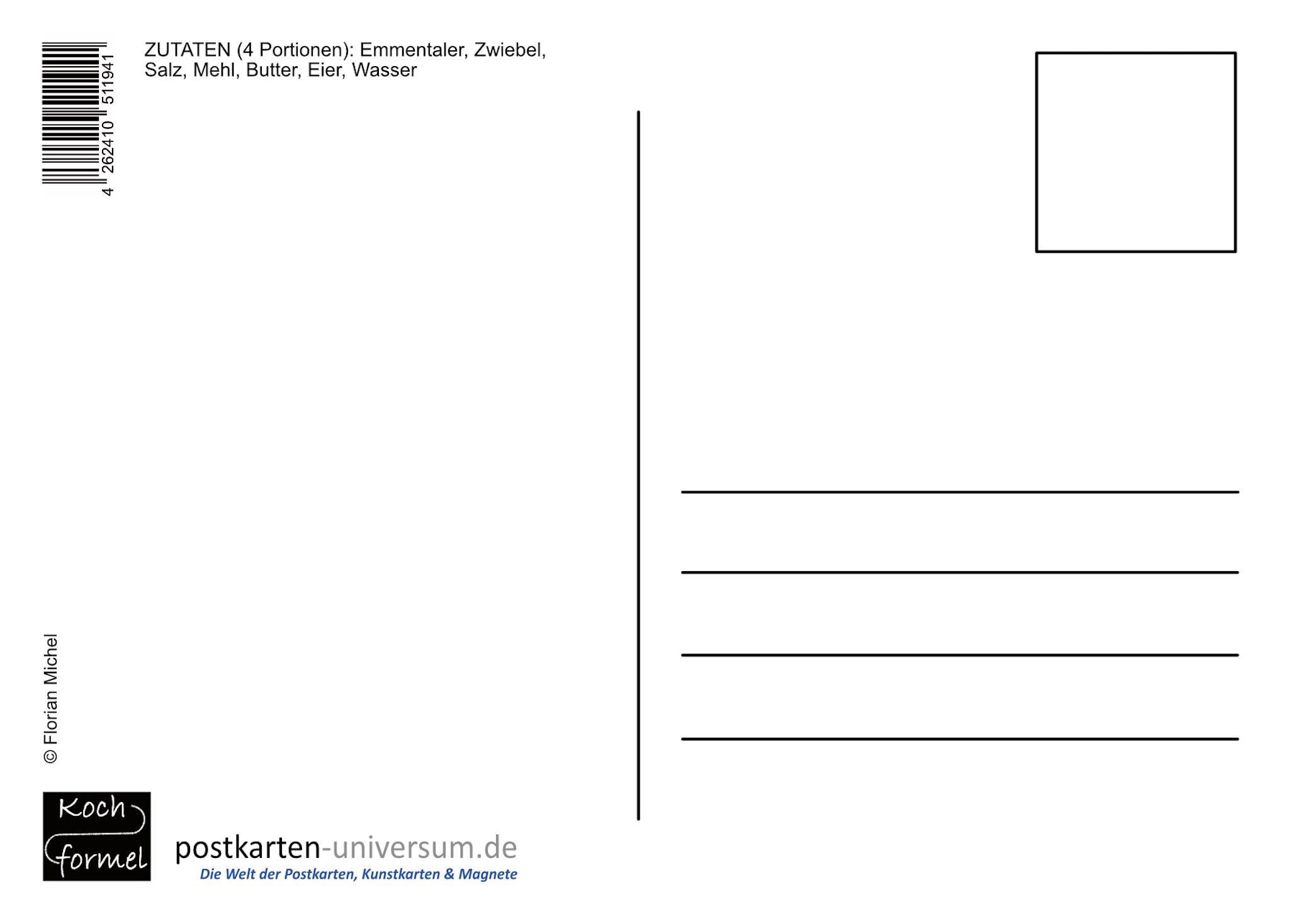 Rezept-Postkarte "Bayrische Küche: Käsespätzle"