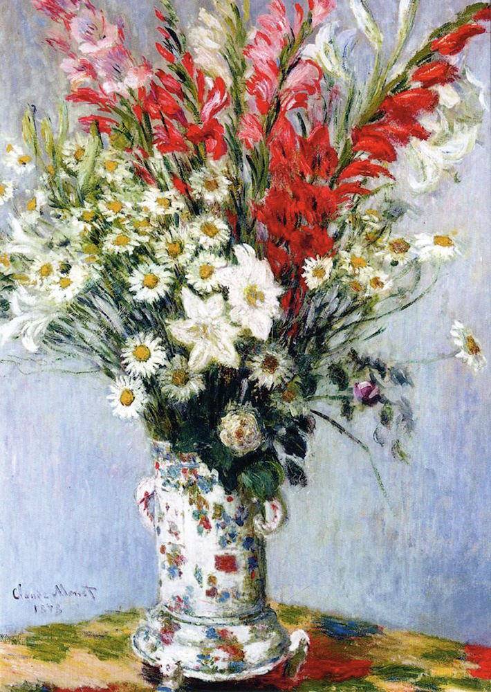 Kunstkarte Claude Monet "Vase mit Blumen"