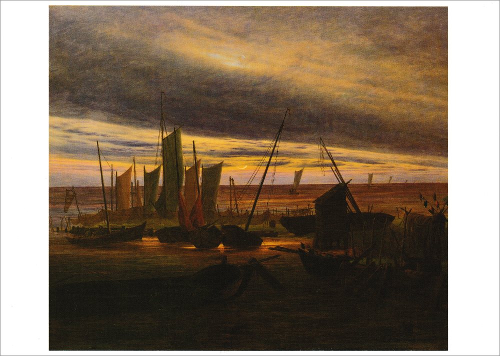 Kunstkarte Caspar David Friedrich "Schiffe im Hafen am Abend"