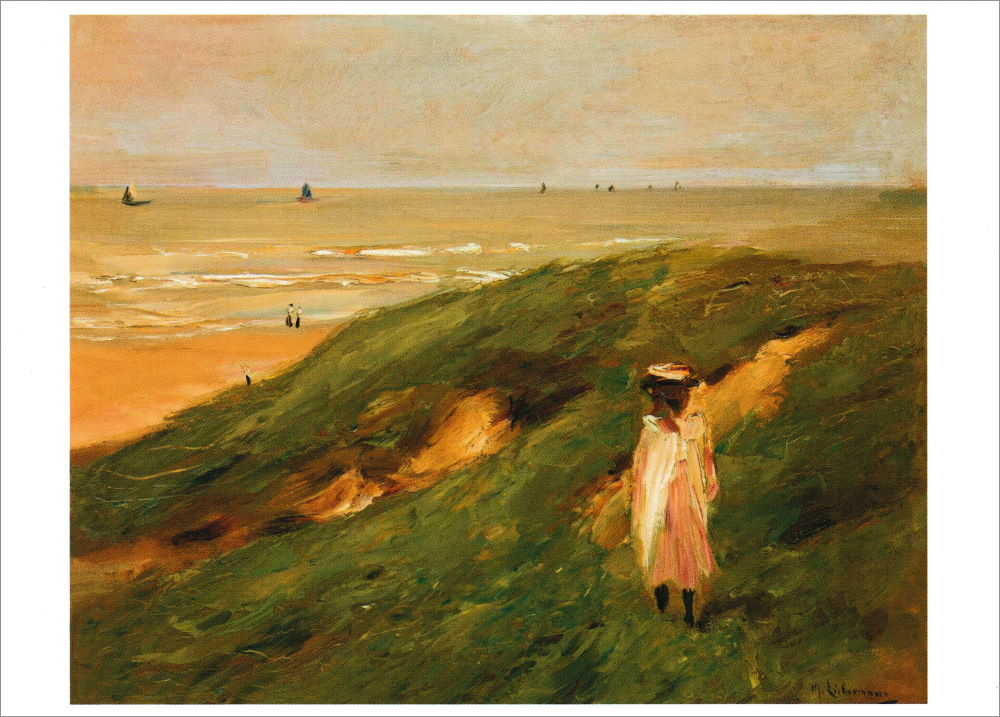 Kunstkarte Max Liebermann "Düne bei Nordwijk mit Kind - Mädchen in den Dünen"