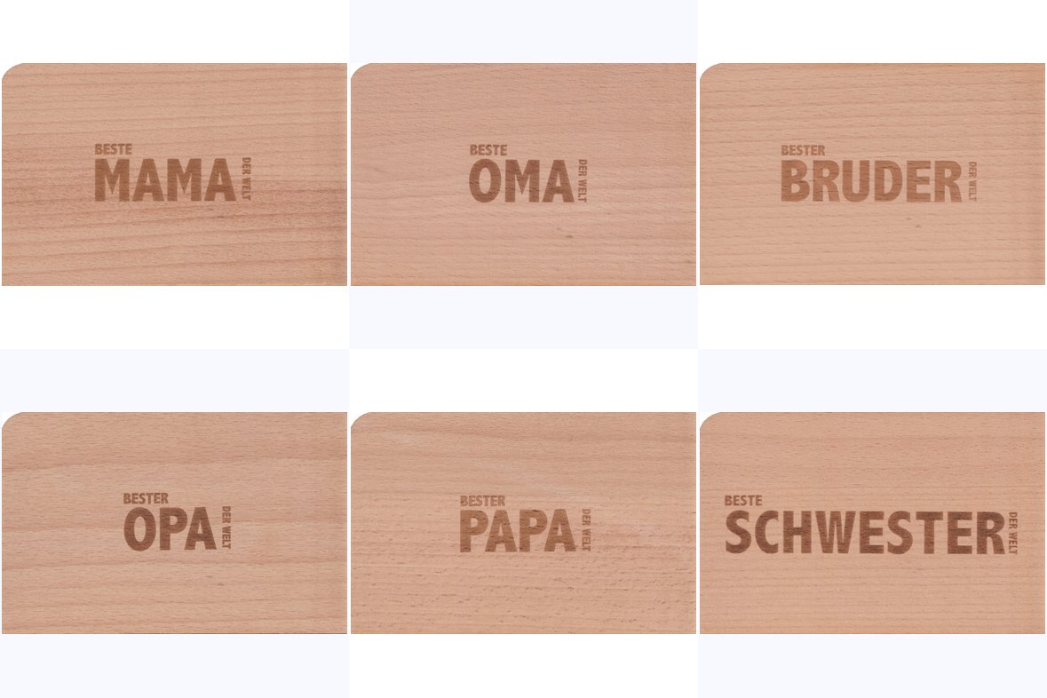 Holzpostkarten-Set "Beste Familie der Welt"