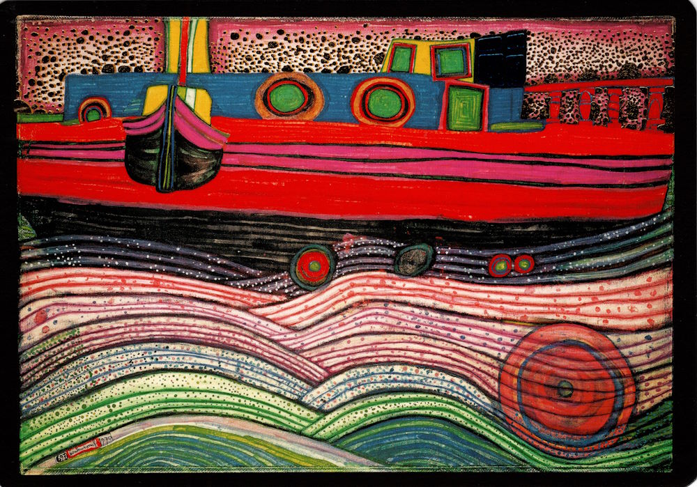 Kunstkarte Hundertwasser "Regentag auf liebe Wellen" Kunstkarte Hundertwasser "Regentag auf liebe Wellen"