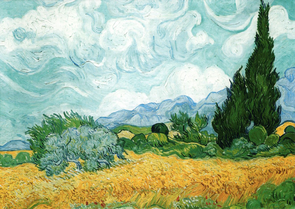 Kunstkarte Vincent van Gogh "Weizenfeld mit Zypressen"