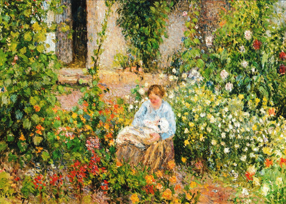 Kunstkarte Camille Pissarro "Mutter und Kind in den Blumen" Kunstkarte Camille Pissarro "Mutter und Kind in den Blumen"