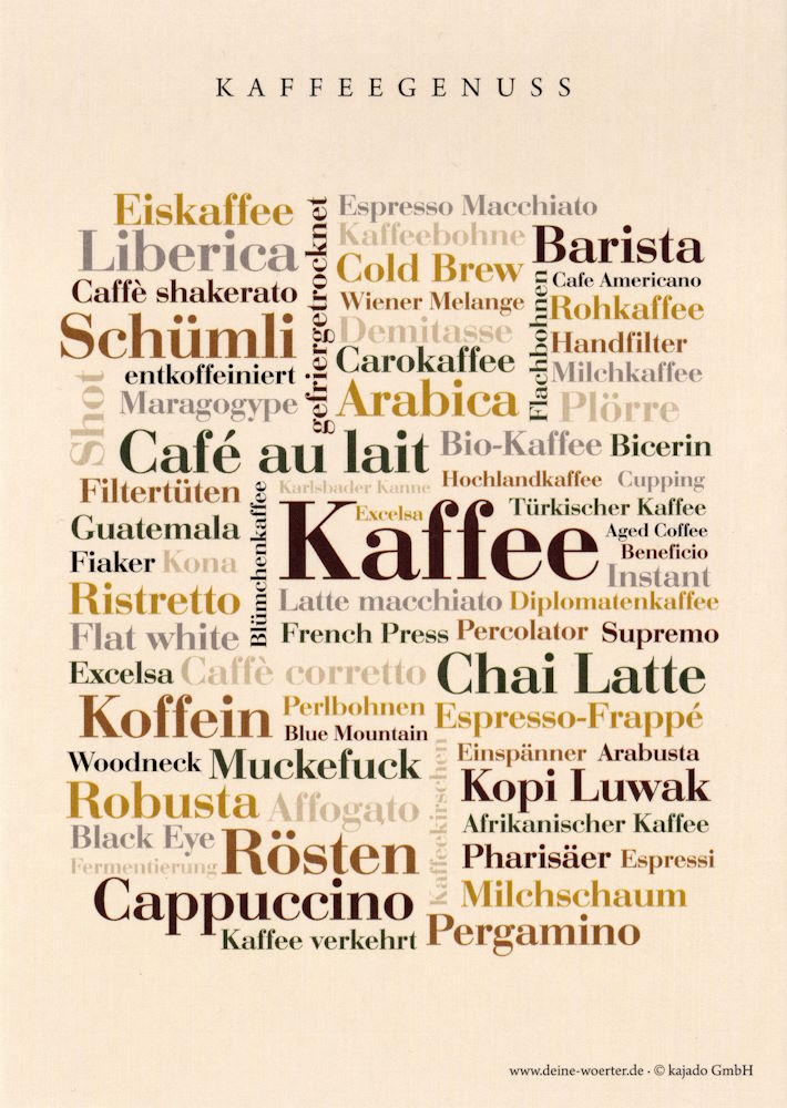 Postkarte "Kaffee-Wörter - Kaffeegenuss"