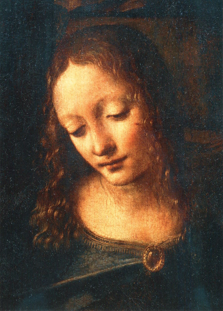 Kunstkarte Leonardo da Vinci "Felsgrottenmadonna (Ausschnitt)"