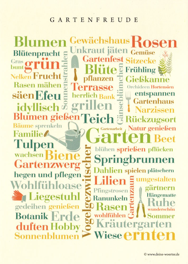 Postkarte "Garten-Wörter - Gartenfreunde"