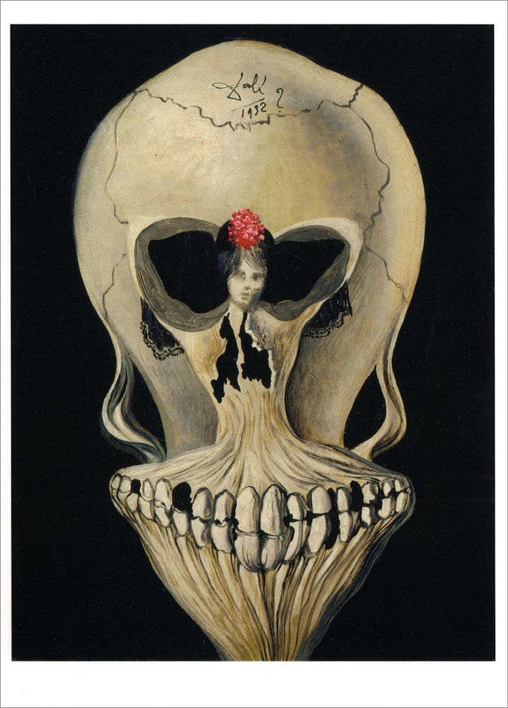 Kunstkarte Salvador Dalí "Totenkopf mit Tänzerin"
