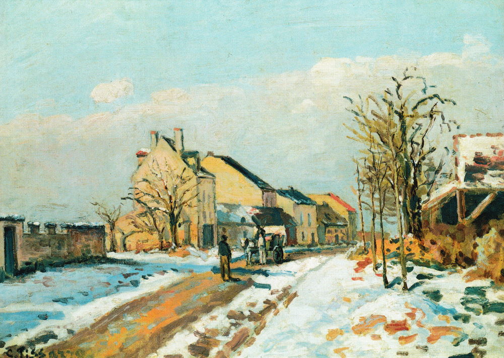 Kunstkarte Camille Pissarro "Die verschneite Straße von Gisors nach Pontoise" Kunstkarte Camille Pissarro "Die verschneite Straße von Gisors nach Pontoise"