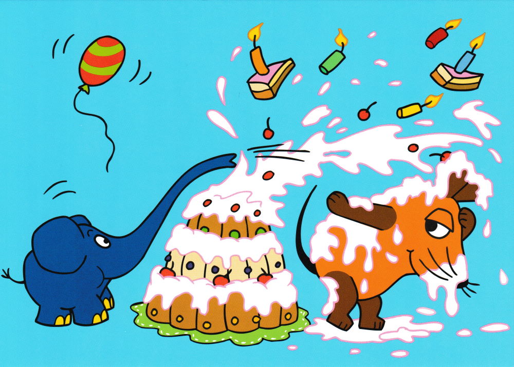 Postkarte "Sendung mit der Maus: Tortenschlacht" Postkarte "Sendung mit der Maus: Tortenschlacht"