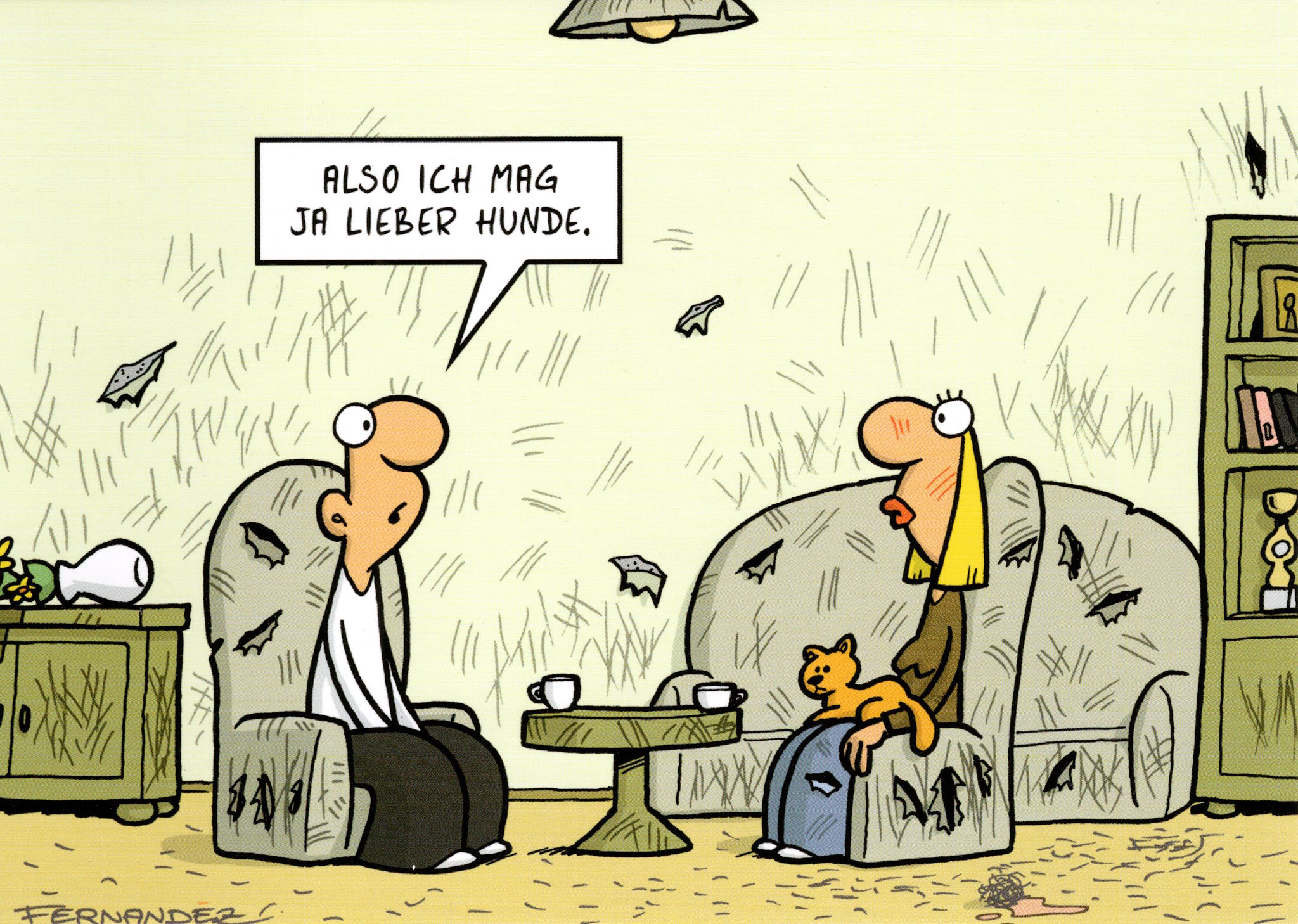 Postkarte Miguel Fernandez "Also ich mag ja lieber Hunde."