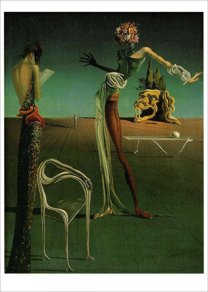 Kunstkarte Salvador Dalí "Frau mit Rosenkopf"