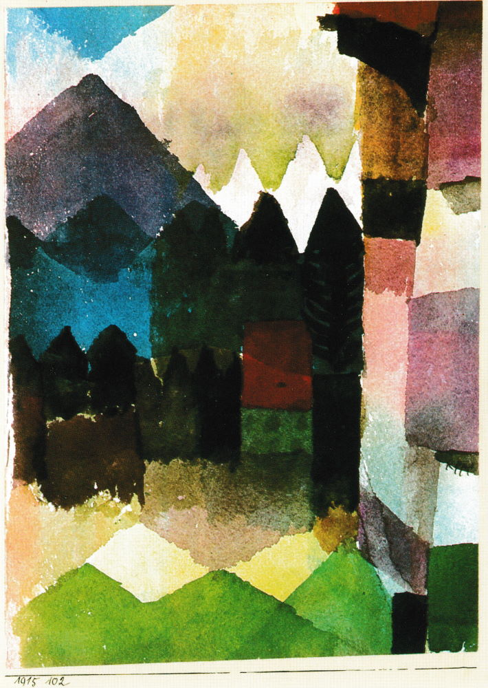 Kunstkarte Paul Klee "Föhn im Marc'schen Garten"