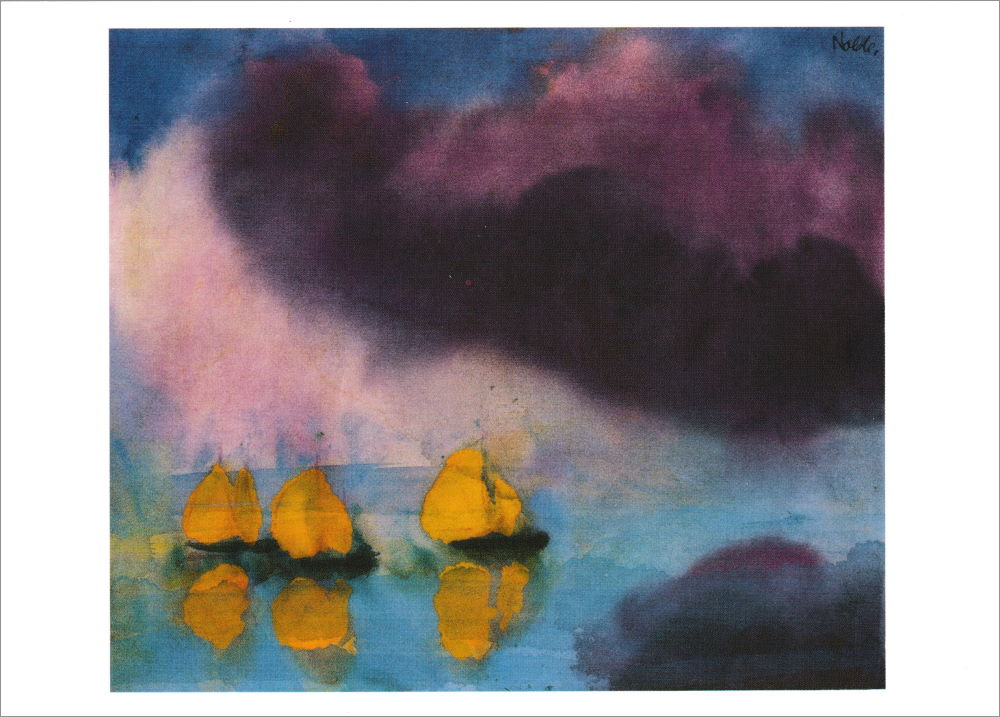 Kunstkarte Emil Nolde "Meer und drei gelbe Segler"