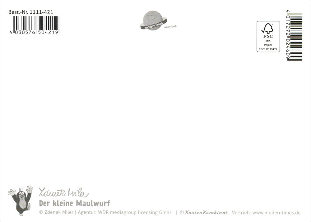 Postkarte "Der kleine Maulwurf mit Gießkanne"