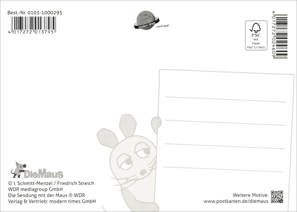 Postkarte "Sendung mit der Maus: Starschnitt Herz II"