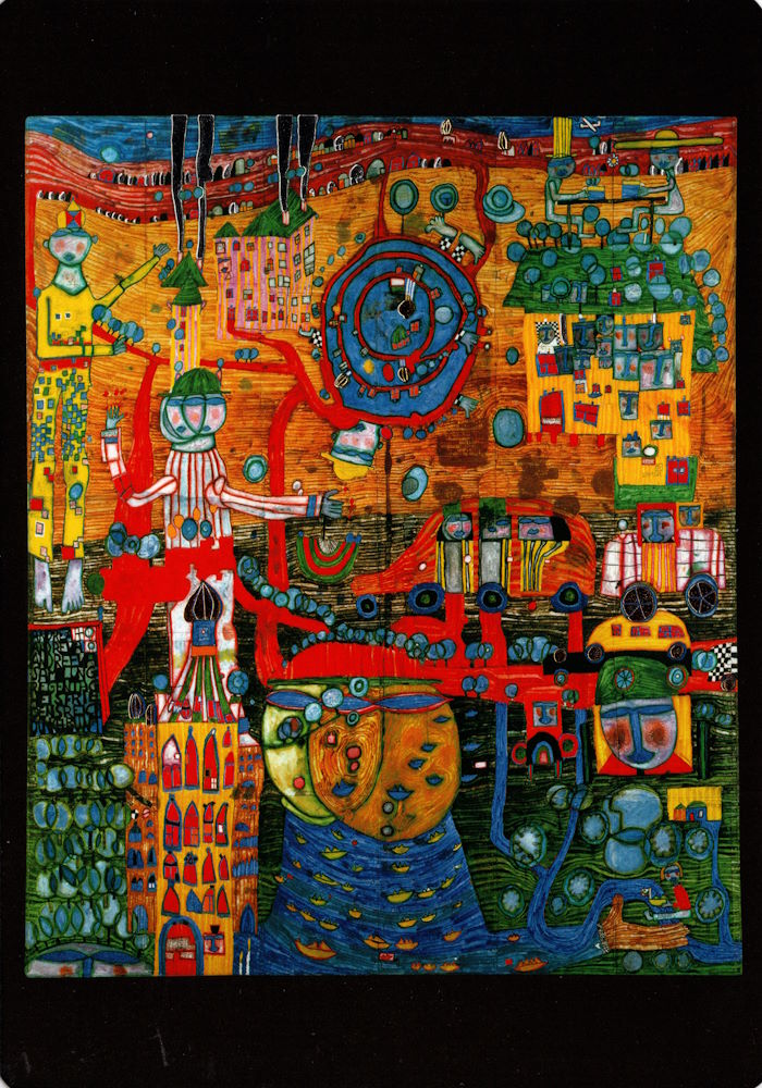 Kunstkarte Hundertwasser "Das 30 Tage Fax Bild" Kunstkarte Hundertwasser "Das 30 Tage Fax Bild"