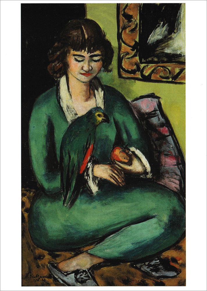 Kunstkarte Max Beckmann "Quappi mit Papagei" Kunstkarte Max Beckmann "Quappi mit Papagei"
