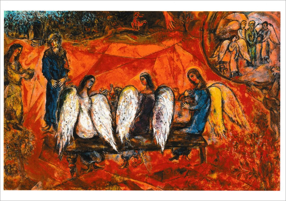 Kunstkarte Marc Chagall "Abraham und die drei Engel"