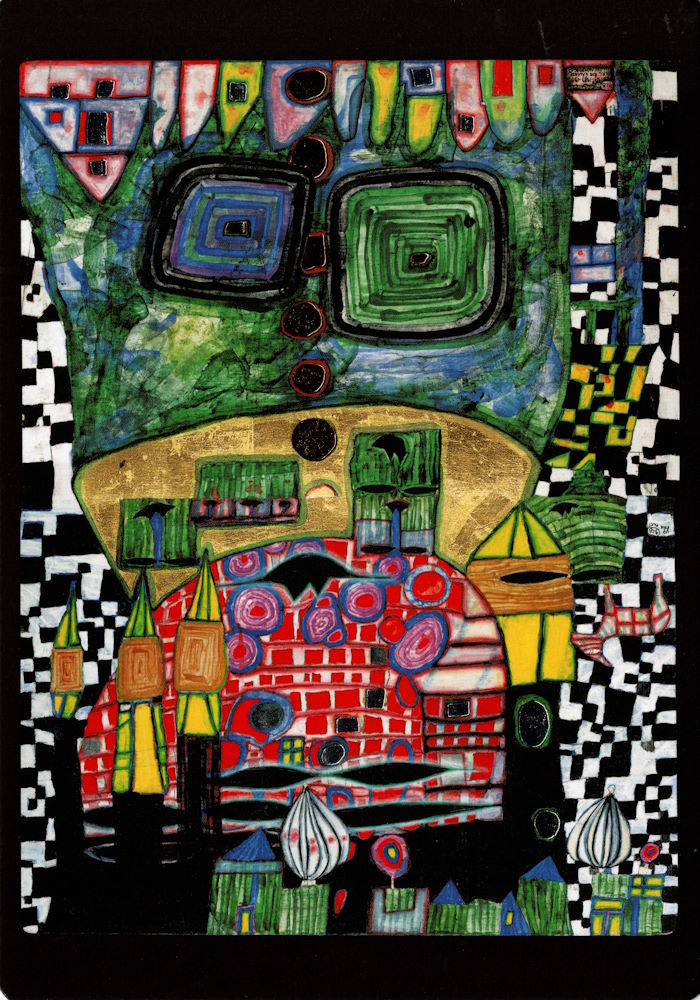 Kunstkarte Hundertwasser "Antipode King - König der Antipoden" Kunstkarte Hundertwasser "Antipode King - König der Antipoden"