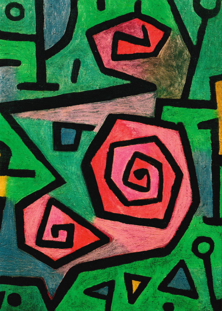 Kunstkarte Paul Klee "Heldenhafte Rosen"