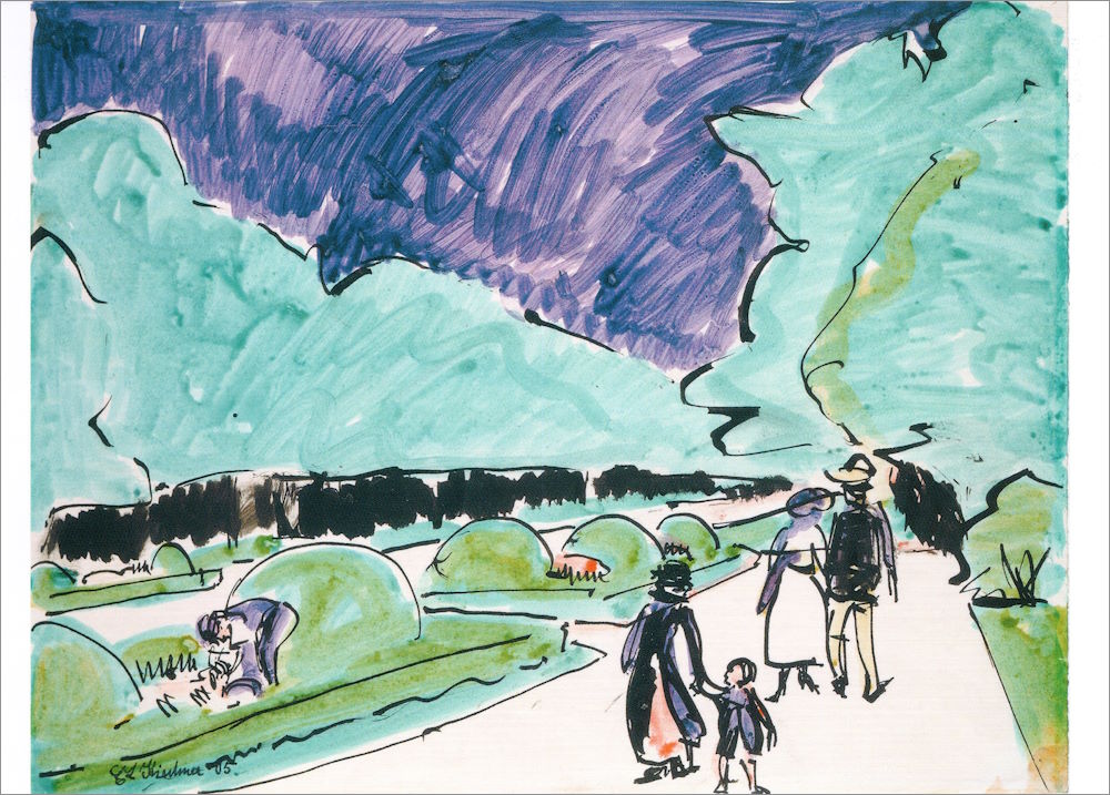 Kunstkarte Ernst Ludwig Kirchner "Eingang zum großen Garten in Dresden"