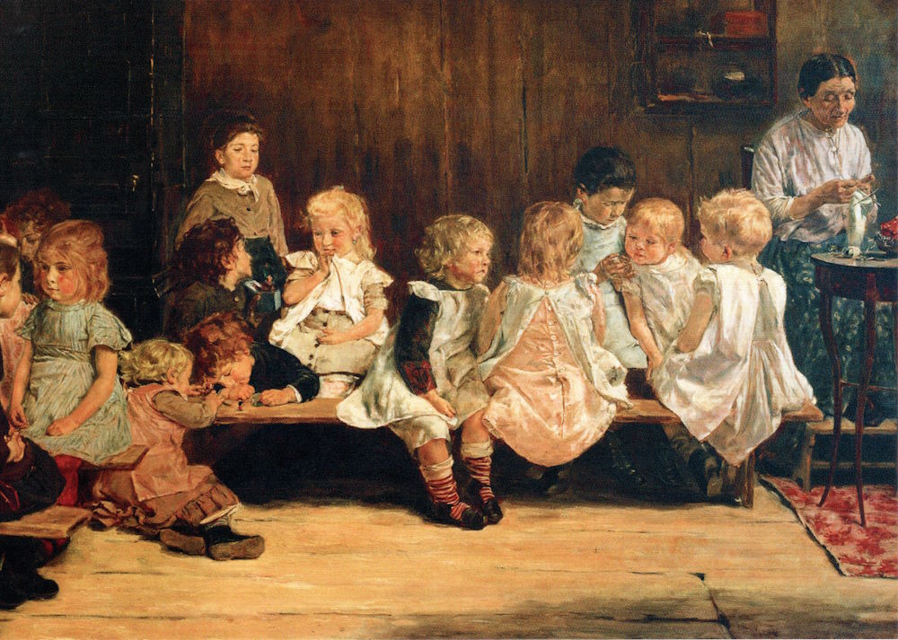 Kunstkarte Max Liebermann "Kleinkinderschule"