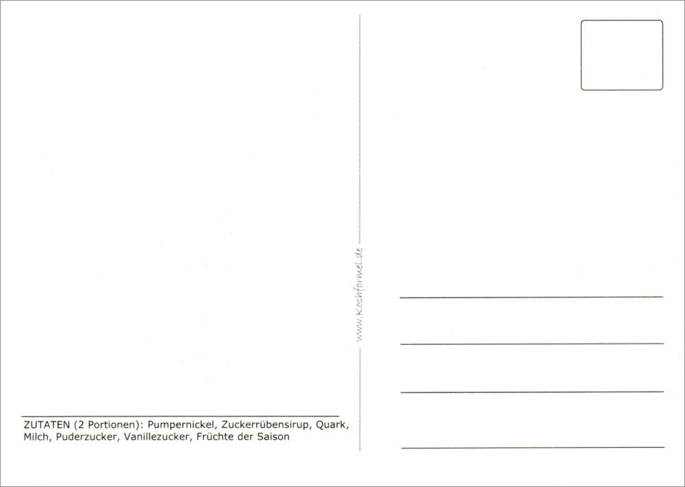 Rezept-Postkarte "Nordrhein-Westfälische Küche: Münsterländer Stippmilch" (Rückseite)