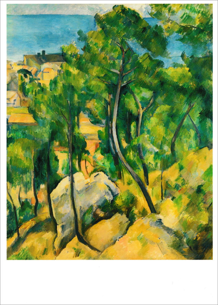 Kunstkarte Paul Cézanne "Blick auf das Meer bei L'Estaque"