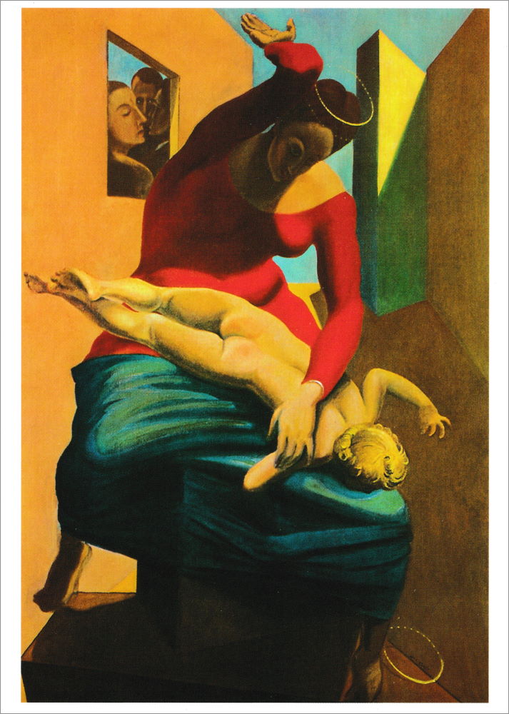 Kunstkarte Max Ernst "Die Jungfrau haut das Jesuskind vor drei Zeugen"