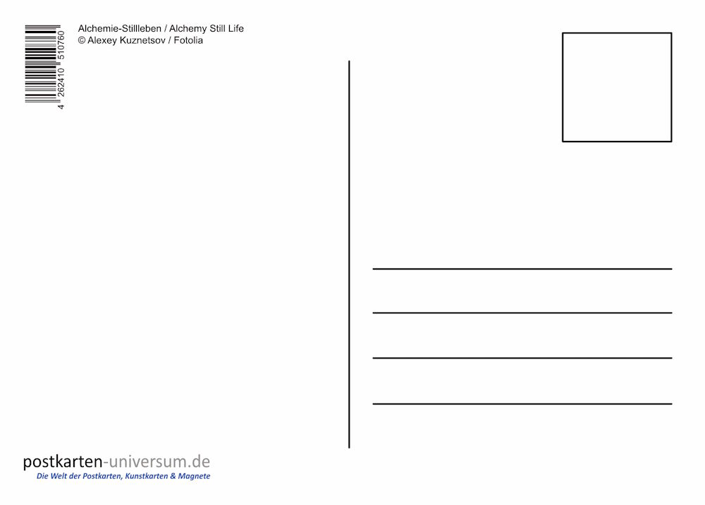 Postkarte "Alchemie-Stillleben" (Rückseite)