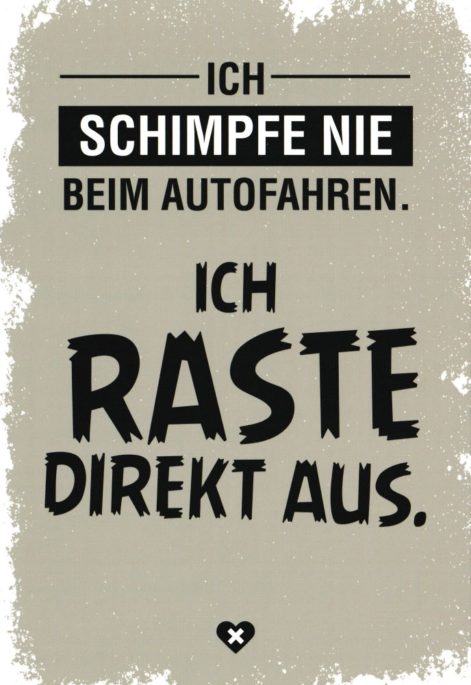 Euroformat-Postkarte "Ich schimpfe nie beim Autofahren."