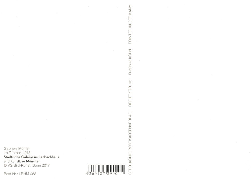 Kunstkarte Gabriele Münter "Im Zimmer" (Rückseite)