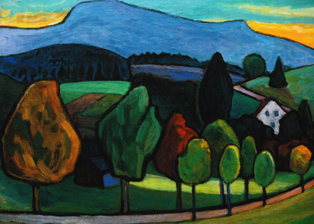 Kunstkarte Gabriele Münter "Landschaft mit blauem Berg"