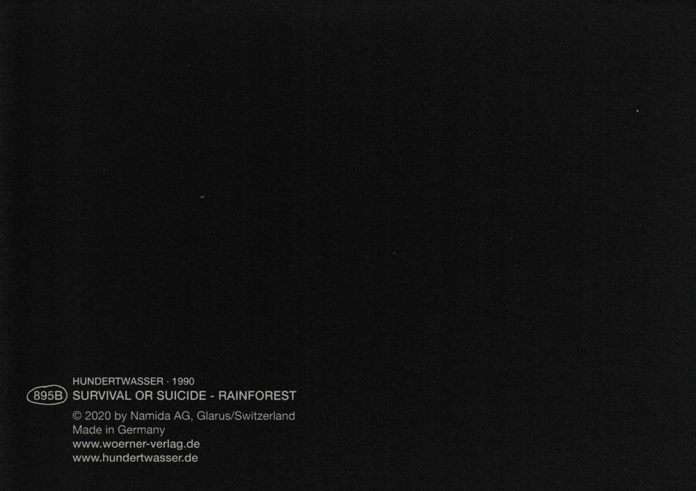 Kunstkarte Hundertwasser "SURVIVAL OR SUICIDE - RAINFOREST"
