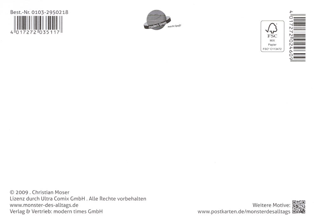Postkarte "Monster des Alltags - No. 08: unpünktlichkeit, die"