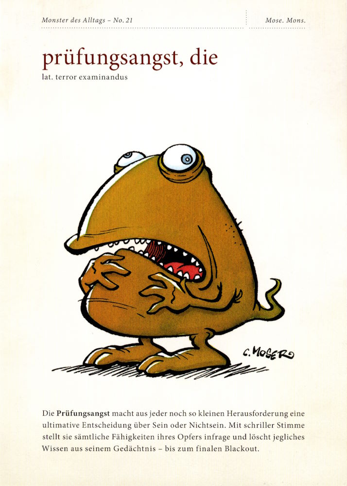Postkarte "Monster des Alltags - No. 21: prüfungsangst, die"