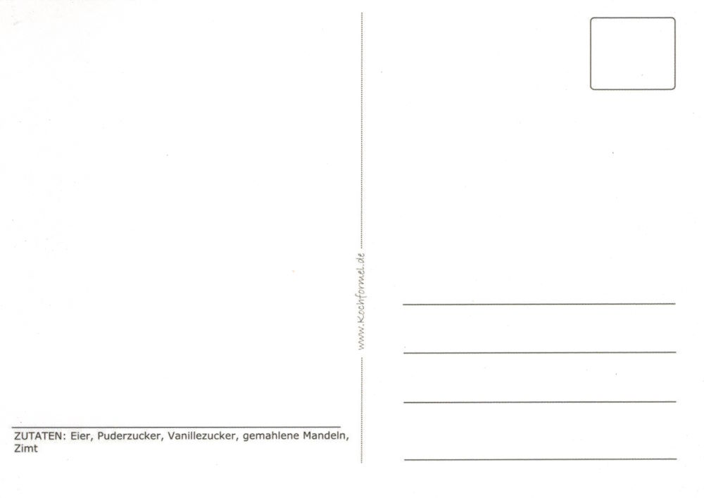 Rezept-Postkarte "Weihnachtsgebäck: Zimtsterne" (Rückseite)