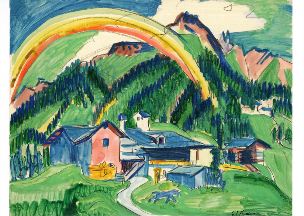 Kunstkarte Ernst Ludwig Kirchner "Alpenlandschaft mit Regenbogen"