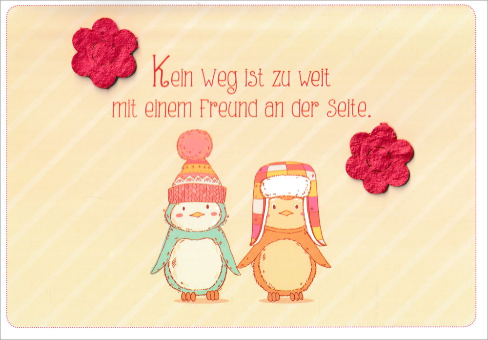 Grußkarte mit Blumensamen "Kein Weg ist zu weit mit einem Freund an der Seite."