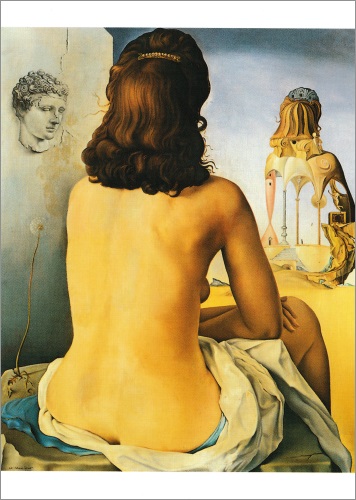 Kunstkarte Salvador Dalí "Meine nackte Frau ihren eigenen Körper betrachtend..."