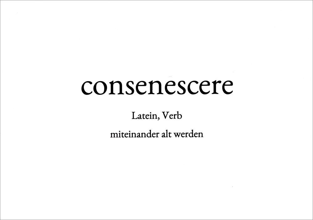 Wortschatz-Postkarte "consenescere"