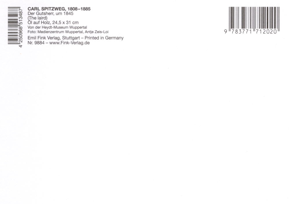 Kunstkarte Carl Spitzweg "Der Gutsherr" (Rückseite)