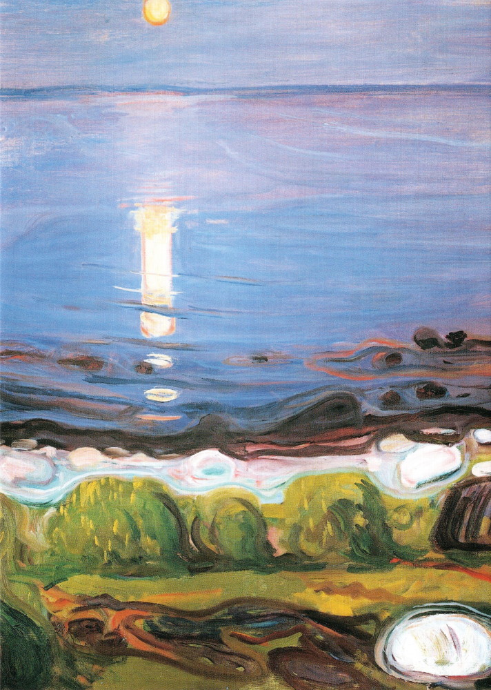 Kunstkarte Edvard Munch "Sommernacht am Strand"