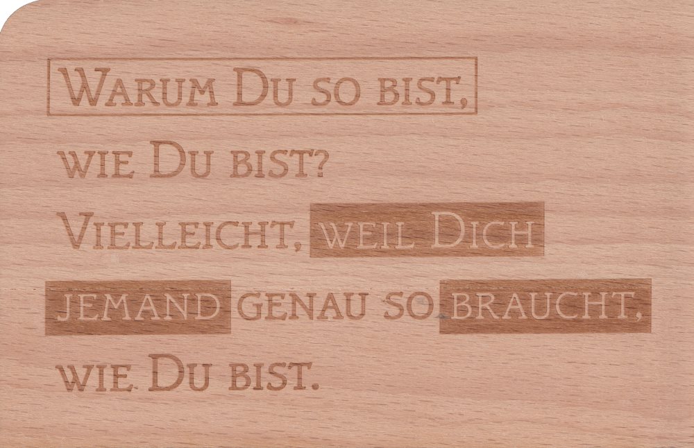 Holzpostkarte "Warum Du so bist, wie Du bist?"