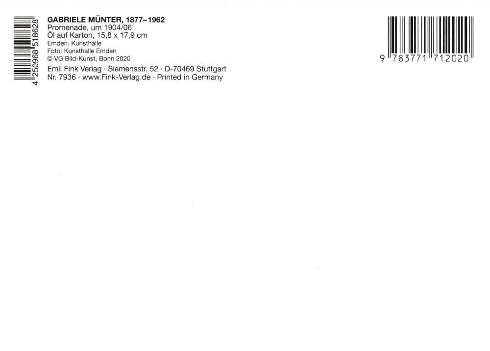 Kunstkarte Gabriele Münter "Promenade" (Rückseite)