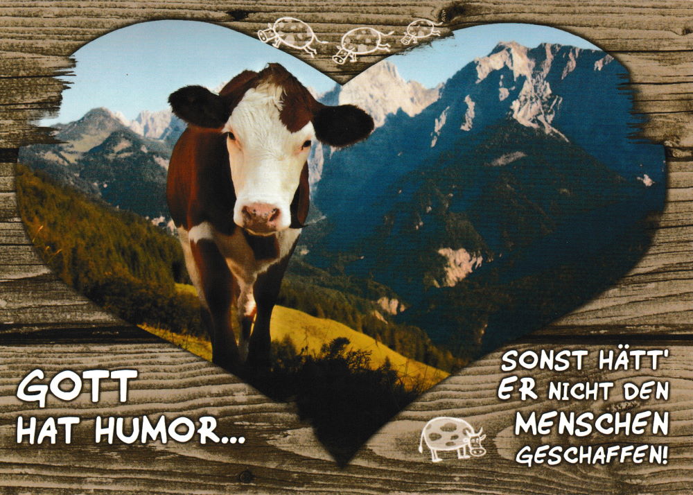 Postkarte "Wiesenglück: Gott hat Humor ..."