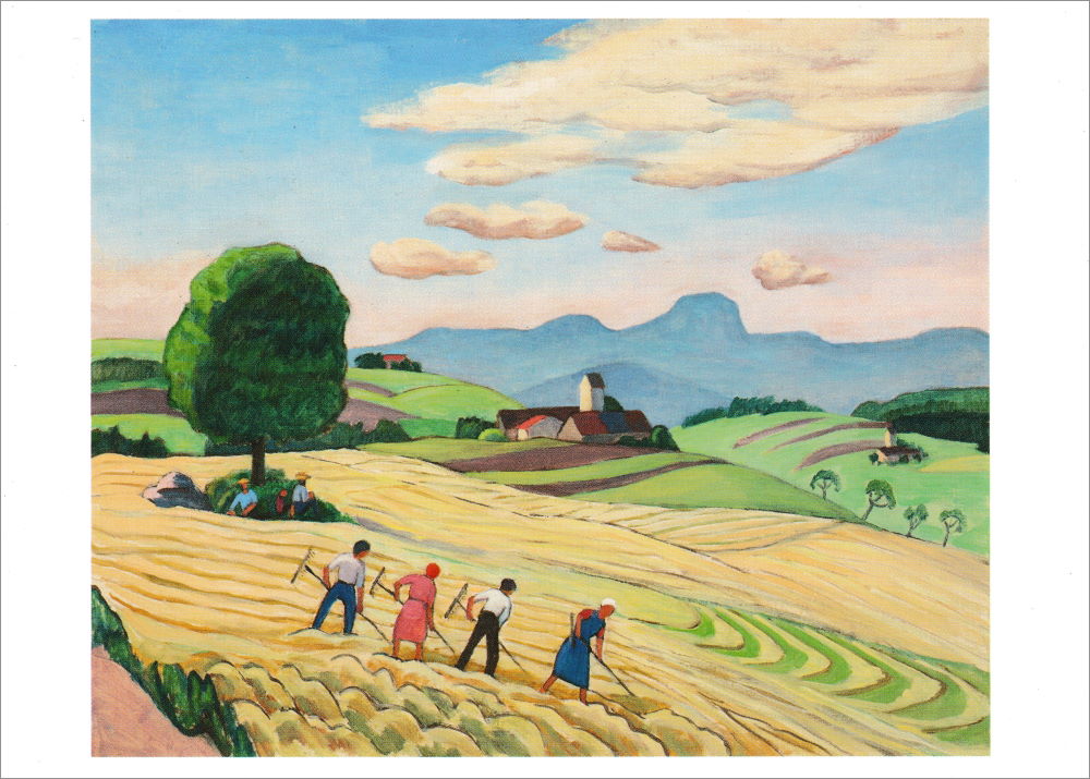Kunstkarte Gabriele Münter "Ernte in Oberbayern (Feldarbeit bei Dettendorf)"