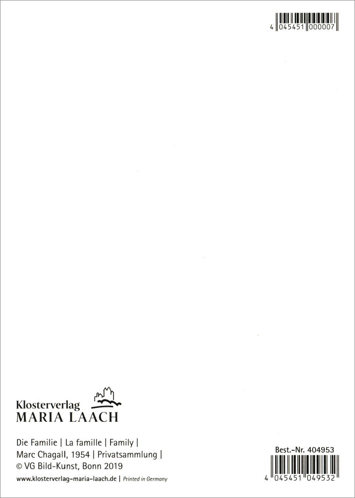 Kunstkarte Marc Chagall "Die Familie" (Rückseite)